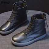 Fashion Women Boots Genuine Leather White Ankle Boots Female Casual Sneakers Plus Size Soft Bottom Double Zipper