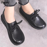 Women Oxfords Spring/Autumn Flat Shoes for Women Artificial Leather Casual Flats Ladies Lace Up Solid Chaussure
