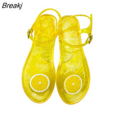Women Fruit Sandals Transparent PVC Flat Flip-flop Sandal Ladies 2022 Summer Outdoor Fashion Non-slip Buckle Strap Beach
