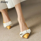 Luxury Design Pointed Bow Single Shoes Women's 2023 Spring and Autumn New Shallow Mouth Thin Medium Heels 35-40