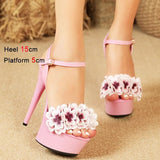 Super High Heels Sandals 15cm Designer Women Buckle Strap Shoes Summer Thick Sole Platform Sandals Club Stripper
