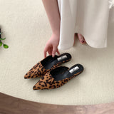 Pointed Mules Fashion Leopard Print Women Slippers Casual Women's Shoes Women Low Heels Elegant Ladies Outdoor