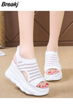 Straps Espadrilles Platform Clogs Wedge Female Shoe 2023 Women's Open Toe Increasing Height High Heels Muffins shoe
