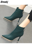 Black Very High Heels Footwear Pointed Toe Short Shoes for Women Heeled Female Ankle Boots Chic and Elegant Trend