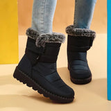 Size 44 Waterproof Snow Boots Women 2023 Warm Thick Plush Winter Ankle Boots Women Non Slip Platform Cotton Padded