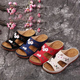 Women Embroider Flower Colorful Ethnic Casual Sandals Comfortable Soft Slippers Flat Platform Open Toe Outdoor Beach