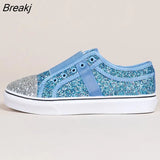 Women Sneakers Gold Glitter Spring Autumn Shinny Bling Fashion Casual Shoes Outdoor Glossy Flat Sneaker Plus Size Shoes