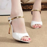 Women Sandals Fashion Beautiful High Heels Sandals Silver Golden Thin Heel Ladies Summer Shoes Plus Size