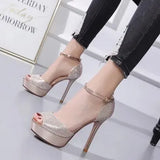 Sandals Women Shoes 2023 Gladiator High Heels 12CM Platform Sandals Pumps Peep Toe Ladies Shoes Party Bridal Wedding