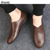 Arrival Peas Shoes Soft Comfort Male Casual Shoes Flats PU Slip on Lazy for Man's Spring Summer Black Brown Loafers