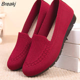 Women Sneakers Casual Tennis Shoes Summer Light Breathable Vulcanized Shoes Outdoor Slip-On Lazy Shoes Flats Knit