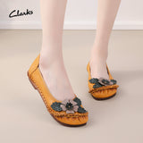 Summer New National Wind Leather Flower Single Shoes Beef Tendon Bottom Leisure Flat Bottom Women's Shoes Middle-Aged And