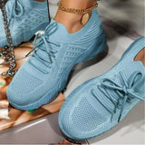 Mesh Women Platform Breathable Solid Color Couple Lace-Up Climbing Hiking Jogging Shoes Zapatillas Deportivas