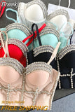 Rhinestone Decoration Crop Tops for Women Sexy Corset Tank Top Luxury Sparkle Push up Bra Fashion Club Outfits New