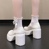 Chunky Platform Pumps Women New Buckle Strap Super High Heels Mary Jane Shoes Woman Goth Thick Heeled Party Lolita