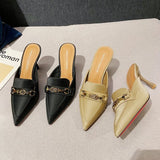 High Heel Sandals Women Summer New Fashion Baotou Half Slippers Women's Outwear Pointed Slippers