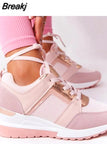 Women Sneakers 2023 Leopard Print Lace-Up Women's Vulcanize Shoes Platform Sports Ladies Sneakers Breathable Plus Women