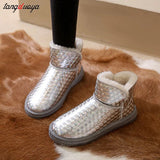 black Winter Women Snow Boots For Women Shoes 2023 New Fashion Thicken Bottom Non-slip Waterproof Cloth Warm Cotton
