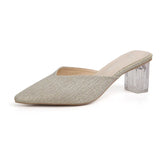 Half Drag Women's Summer Wear New Korean Thick Heel Pointed Sequin Fashion Crystal Heel