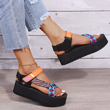 New Summer Women's Shallow Mouth Leaky Toe Platform Sandals Outdoor Simple Mixed Color Wedge Sandals Women's