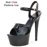 Dance Shoes Women Sexy Show Sandals 15 17 20CM High Heels Bright Color Platform Sandals Girls Shoe for Party Club