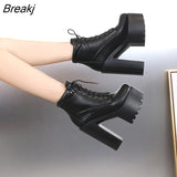 Boots for Women Quality Fashion Stage DJ Punk Goth Woman Shoes Chunky Chelsea High Heel Ankle Boots Autumn Thick