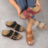 Women Wedges Sandals Premium Orthopedic Open Toe Sandals Vintage Anti-slip Leather Casual Female Platform Retro