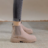 2023 New Suede Black Women's Ankle Boots Platform Shoes Casual Chelsea Boots Fashion Motorcycle Fashion Short Botas