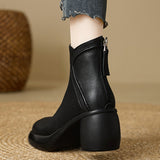 Breakj Cm ~ 2025 Autumn And Winter New Fashion Small Leather Boots Women Round Head Zipper Thick Bottom Height Fashion Short