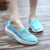 Fashion Women's Thick-soled Breathable Mesh Non-slip Sports Fitness Rocker Ladies Sneakers Walking Shake