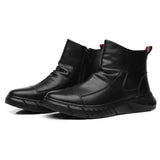 Men Chelsea Boots Slip-on Waterproof Ankle Boots Retro Black Men Fashion Boots Motorcycle Shoes Plus Size