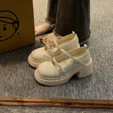 Toe Kawaii Lolita Shoes Woman Casual Elegant Pure Color Bow Pumps Non-slip Korean Style Medium Heel Shoes Chic Summer