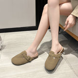 Breakj Plus Velvet Birken Shoes Women 2025 Autumn And Winter New Lazy Bag Head Half Slippers Fashion Wearing Wool Cotton