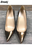 color bronze female high heels exclusive brand patent PU shoes women high heels 10cm 12cm QP027