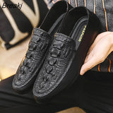Men Driving Moccasins Comfortable Slip on Loafer Shoes Men's Casual Shoes Leather Loafers Crocodile Pattern Flats Shoes for