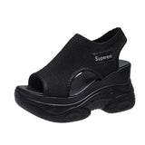 Women's SandalsSummer Wedge Heel Elastic Cloth Cover Foot Ladies Sandals Thick-soled Fashion Trifle Elevation Casual