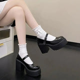 for Women Fashion White Platform Super High Heels Buckle Strap Mary Jane Shoes Woman Goth Thick Heeled Party Shoes