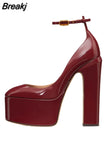 Heels Women Pumps Elegant Patent Leather Office Lady Shoes Luxury Brand High-heeled Female Platform Shoes Summer 2023