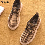 Fashion Women Shoes Spring Autumn Casual Shoes Plaid Women Flats Brand Ladies Ankle Botas