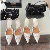 Sandals Shallow Mouth Comfort Shoes for Women Large Size Black Lace Up Girls Clear Pointed Stiletto High chaussure