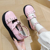 High Heels Lolita Thick Sole Mary Jane Shoes Star Buckle Strap Mary Jane Ladies Designer Girls Rivets Casual Shoes