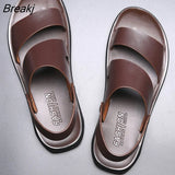 Dress Men Sandals Leather New 2023 Fashion Vintage Men Shoes High Quality Soft Comfort Casual Flats Beach Male