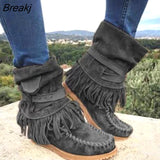 Women Tassel Winter Snow Boots Ladies Suede Ankle Boot Female Fashion Casual Shoes Comfort Footwear Plus Size 35-43