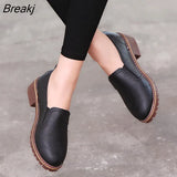 Women Flat Shoes Round Toe Lace-Up Oxford Shoes Woman Soft Leather Brogue Women Shoes