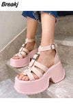 Heeled Platform Sandals For Women Summer 2023 Ankle Buckle Square Toe Sandals Simply Causal Open Toe Sandals Slipper