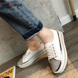 Women Crystal Shoes 2023 spring Fashion Bing Lace Up Ladies Casual Shoes Comfortable Round Toe Platform Sneakers white