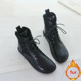 Retro Short Boots Brogue Women Shoes Original Handmade Soft Soled Mori Girl Lace-Up College Style Casual Ankle