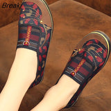 Women Flats Shoes Autumn Retro Female Sneakers Old Beijing Cloth Shoes Mujer Slip-On Breathable Lazy Mom Shoes Zapatillas