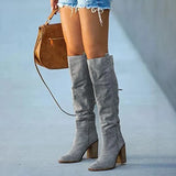 New Style High-heeled Boots Women Autumn Winter European American Large43 Casual Thick Heel Knee Boots Women Fashion